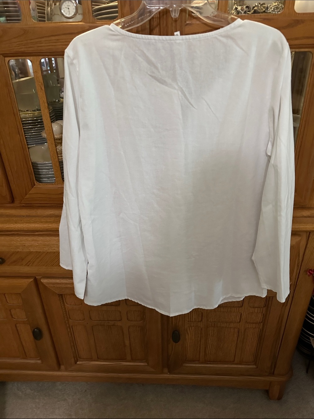 White Button-Front Women's Top - Picture 3 of 9